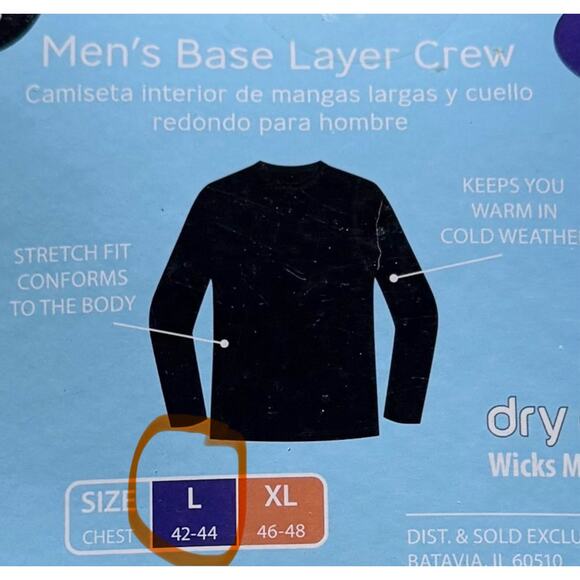 NEW Men’s Sports Base Layer Shirt LG Crane Wicks Moisture Quick Dry Black Top - Picture 2 of 5